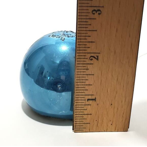 Vtg Hand Blown Blue Silver Glass Christmas Ornament Glitter Bell Poland Pink Bow - Picture 8 of 8